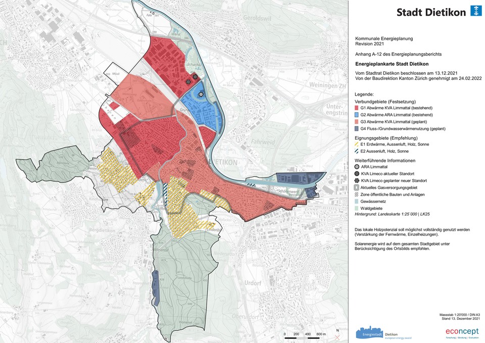 Energieplankarte Stadt Dietikon, Quelle: econcept AG